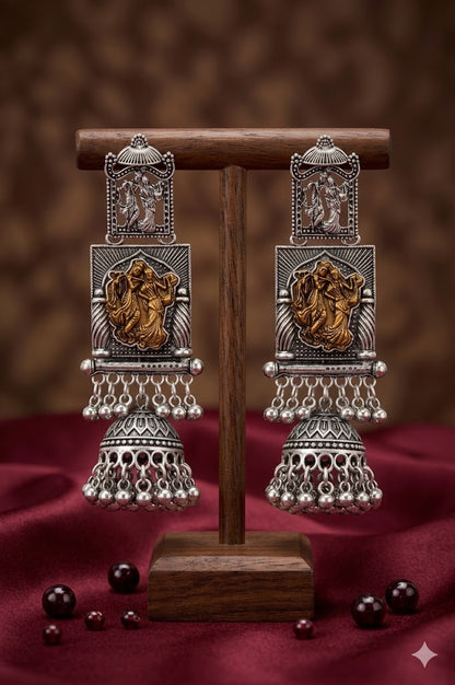 Women Ethnic Oxidised Traditional Statement Earrings for Women