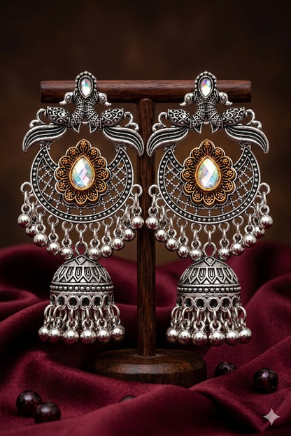 Women Ethnic Oxidised Traditional Statement Earrings for Women