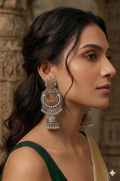 Women Ethnic Oxidised Traditional Statement Earrings for Women