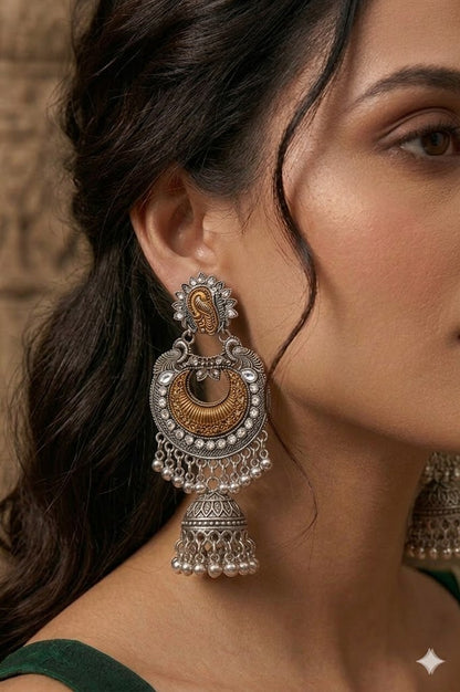 Women Ethnic Oxidised Traditional Statement Earrings for Women
