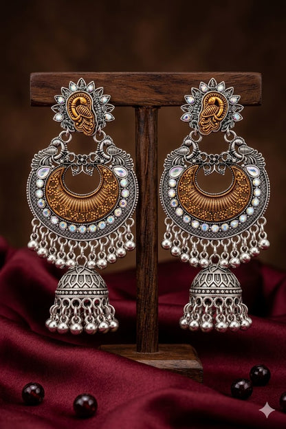 Women Ethnic Oxidised Traditional Statement Earrings for Women