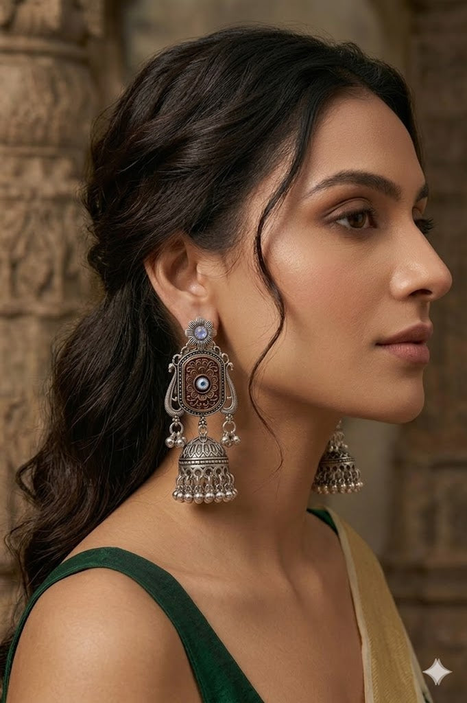Women Ethnic Oxidised Traditional Statement Earrings for Women