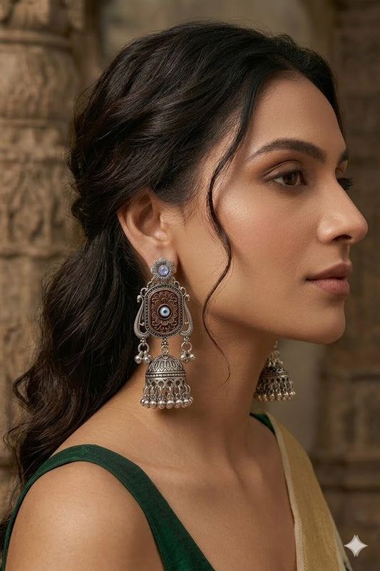 Women Ethnic Oxidised Traditional Statement Earrings for Women