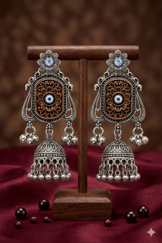 Women Ethnic Oxidised Traditional Statement Earrings for Women