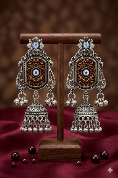 Women Ethnic Oxidised Traditional Statement Earrings for Women