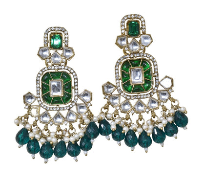 Ethnic Gold Plated Kundan Chandbali Earrings for Women, Traditional Indian Jhumka Drop Earring Set with Pearl & Stone Detailing, Perfect for Wedding, Festival, Party and Gifting
