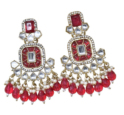 Ethnic Gold Plated Kundan Chandbali Earrings for Women, Traditional Indian Jhumka Drop Earring Set with Pearl & Stone Detailing, Perfect for Wedding, Festival, Party and Gifting