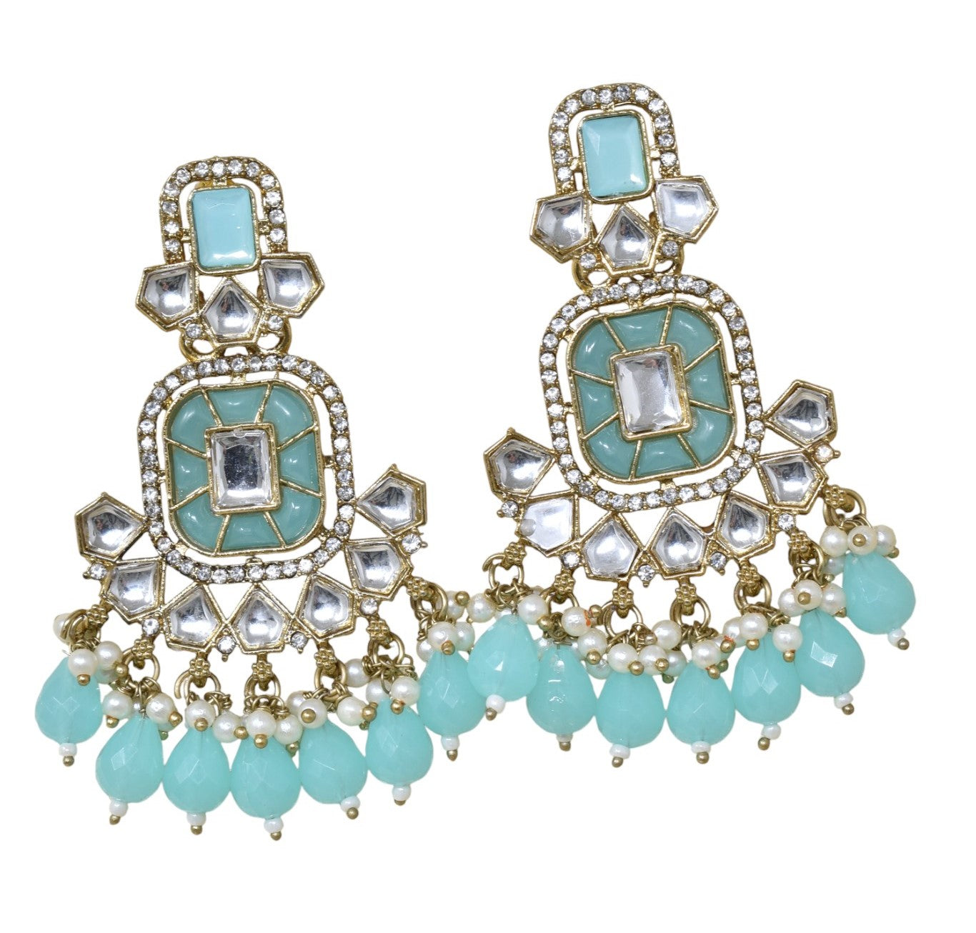 Ethnic Gold Plated Kundan Chandbali Earrings for Women, Traditional Indian Jhumka Drop Earring Set with Pearl & Stone Detailing, Perfect for Wedding, Festival, Party and Gifting