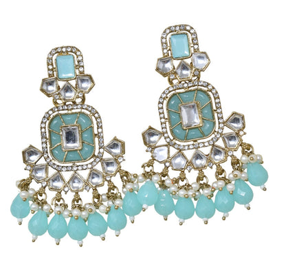 Ethnic Gold Plated Kundan Chandbali Earrings for Women, Traditional Indian Jhumka Drop Earring Set with Pearl & Stone Detailing, Perfect for Wedding, Festival, Party and Gifting