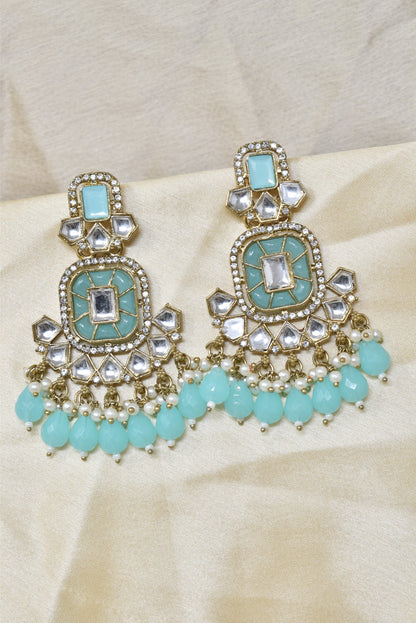 Ethnic Gold Plated Kundan Chandbali Earrings for Women, Traditional Indian Jhumka Drop Earring Set with Pearl & Stone Detailing, Perfect for Wedding, Festival, Party and Gifting