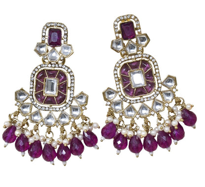 Ethnic Gold Plated Kundan Chandbali Earrings for Women, Traditional Indian Jhumka Drop Earring Set with Pearl & Stone Detailing, Perfect for Wedding, Festival, Party and Gifting