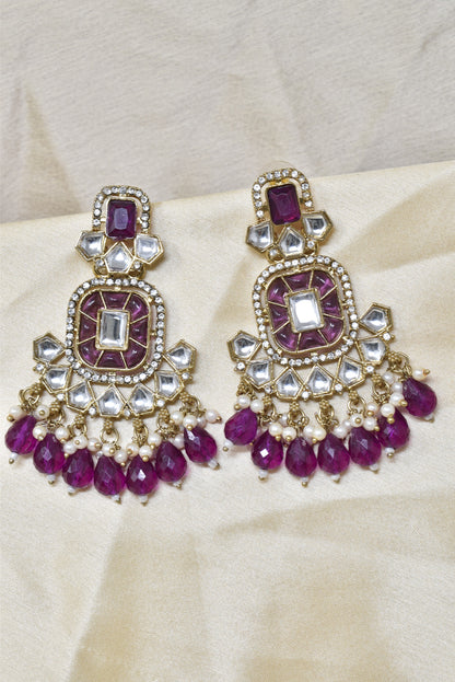 Ethnic Gold Plated Kundan Chandbali Earrings for Women, Traditional Indian Jhumka Drop Earring Set with Pearl & Stone Detailing, Perfect for Wedding, Festival, Party and Gifting