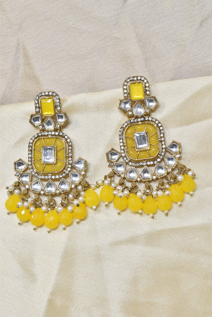 Ethnic Gold Plated Kundan Chandbali Earrings for Women, Traditional Indian Jhumka Drop Earring Set with Pearl & Stone Detailing, Perfect for Wedding, Festival, Party and Gifting