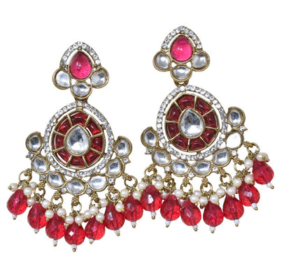 Ethnic Gold Plated Kundan Chandbali Earrings for Women, Traditional Indian Jhumka Drop Earring Set with Pearl & Stone Detailing, Perfect for Wedding, Festival, Party and Gifting