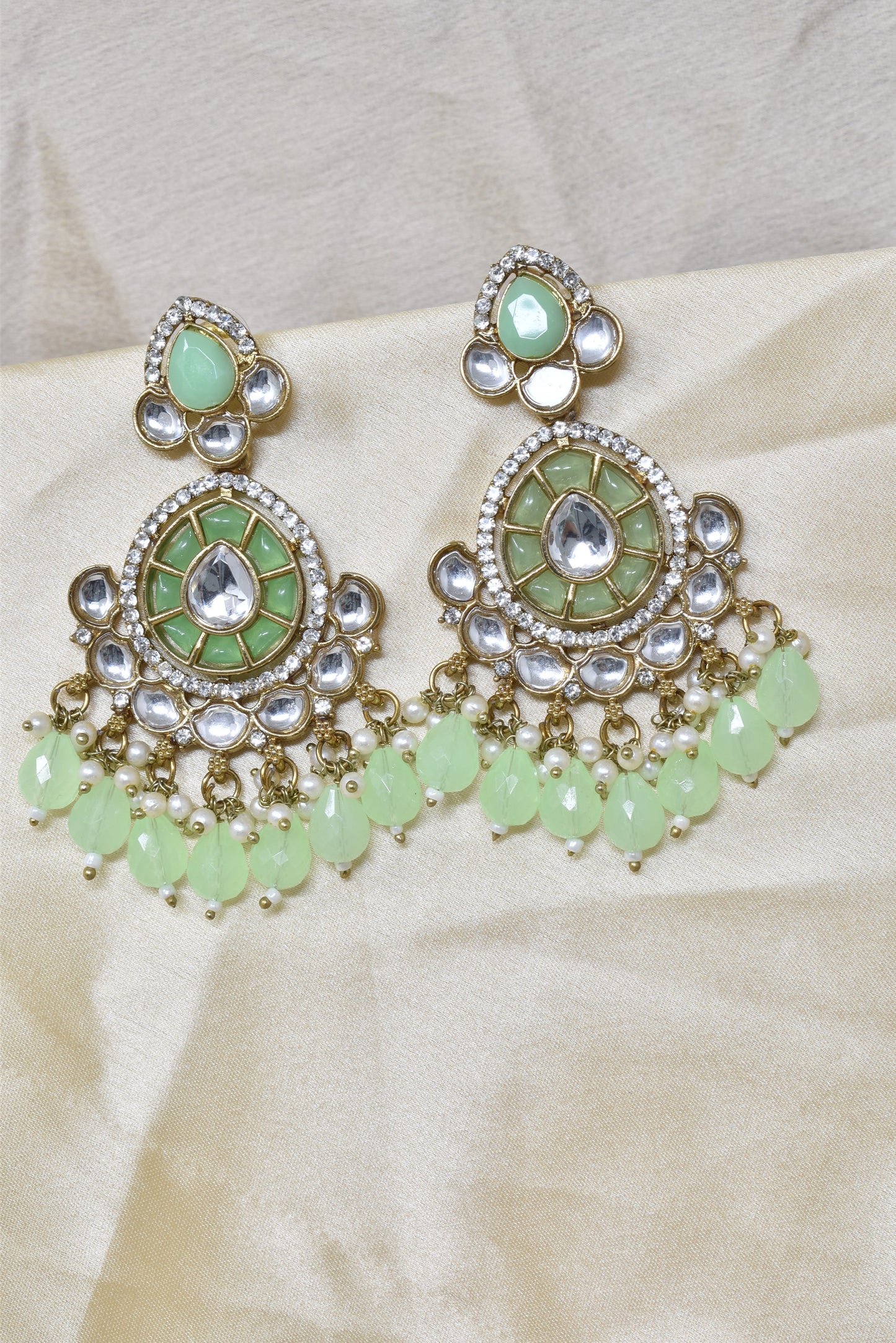 Ethnic Gold Plated Kundan Chandbali Earrings for Women, Traditional Indian Jhumka Drop Earring Set with Pearl & Stone Detailing, Perfect for Wedding, Festival, Party and Gifting