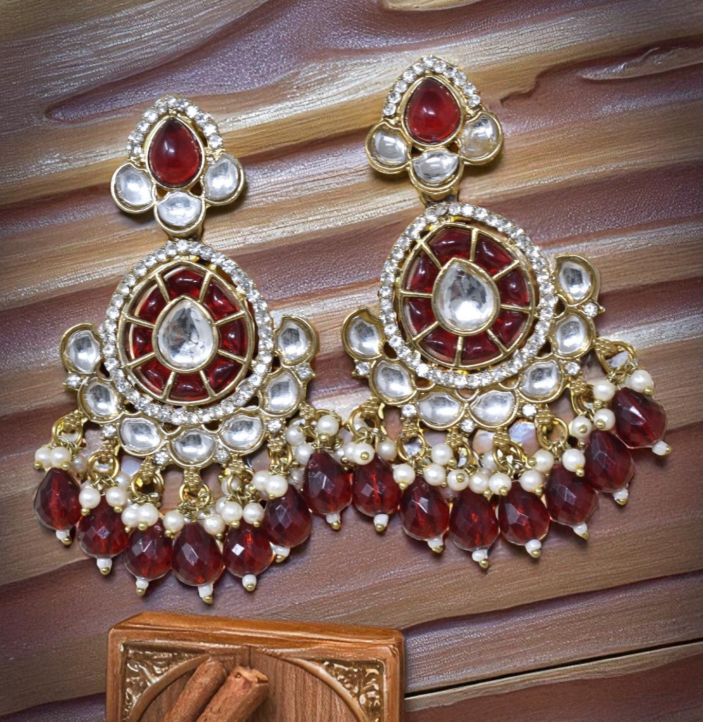 Ethnic Gold Plated Kundan Chandbali Earrings for Women, Traditional Indian Jhumka Drop Earring Set with Pearl & Stone Detailing, Perfect for Wedding, Festival, Party and Gifting