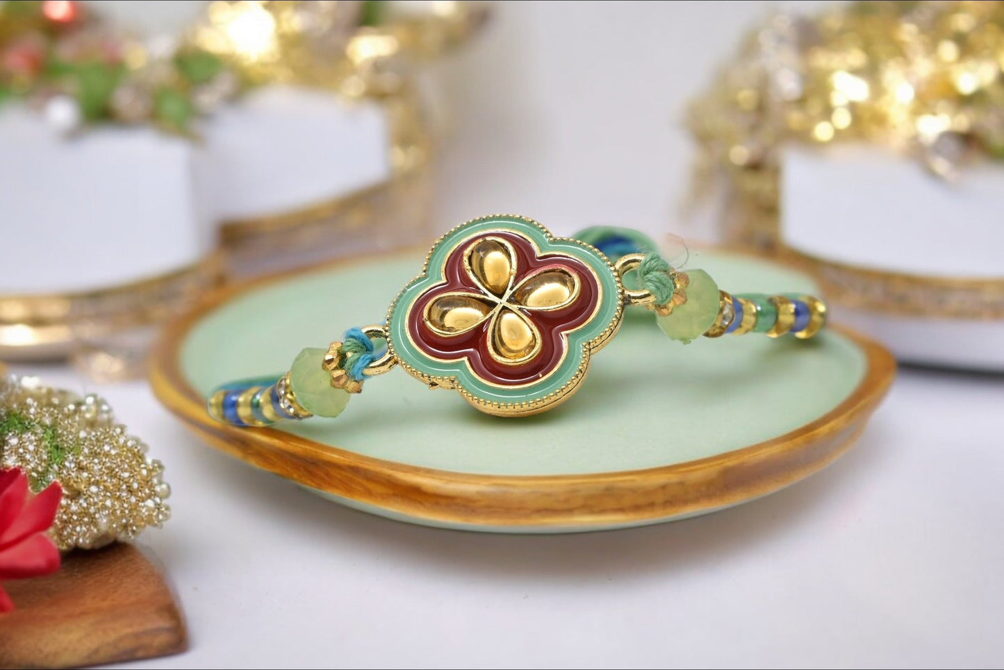 Simple  Kundan With Minakari Rakhis Set of 5 Rakhi   with Pack of Roli Chawal n Card |rakhi for brother|Bhaiya Rakhi | Kids rakhi |Rakhi for kids|Rakhi for Bhaiya