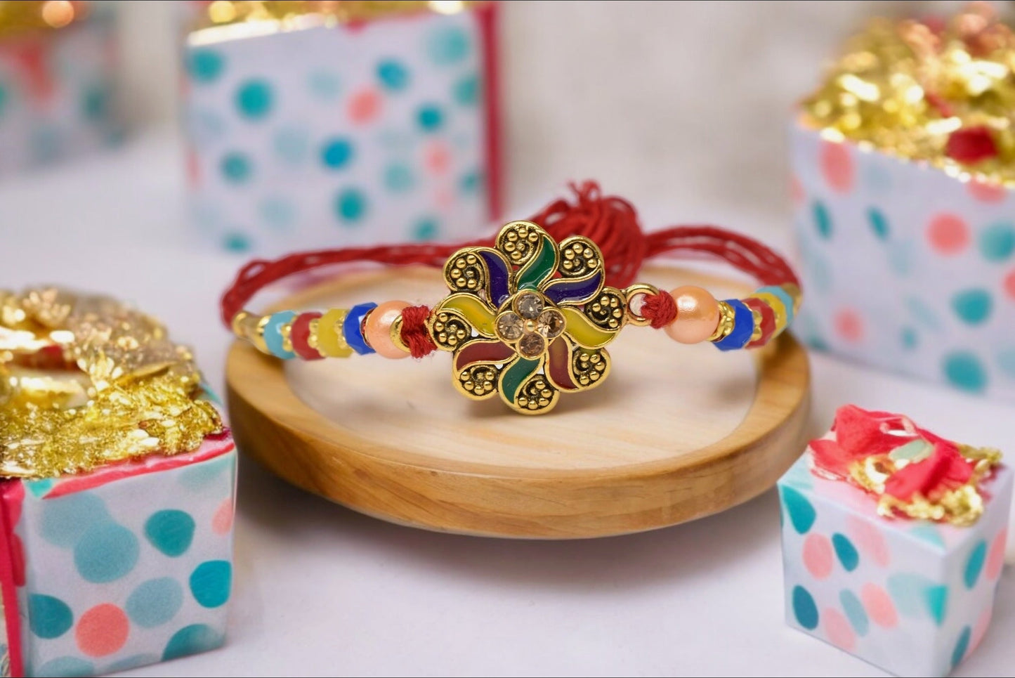 Flower Pattern Classic Meenakari colorful Rakhi Set of 5 Rakhi   with Pack of Roli Chawal n Card |rakhi for brother|Bhaiya Rakhi | Kids rakhi |Rakhi for kids|Rakhi for Bhaiya