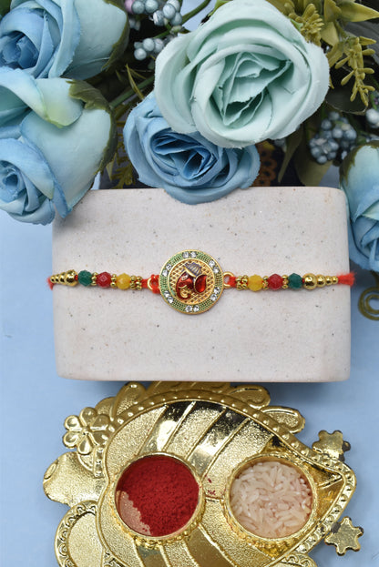 Divine Lord Ganesha Round Shape Aesthetic  Rakhis  Set of 3 Rakhi   with Pack of Roli Chawal n Card |rakhi for brother|Bhaiya Rakhi | Kids rakhi |Rakhi for kids|Rakhi for Bhaiya