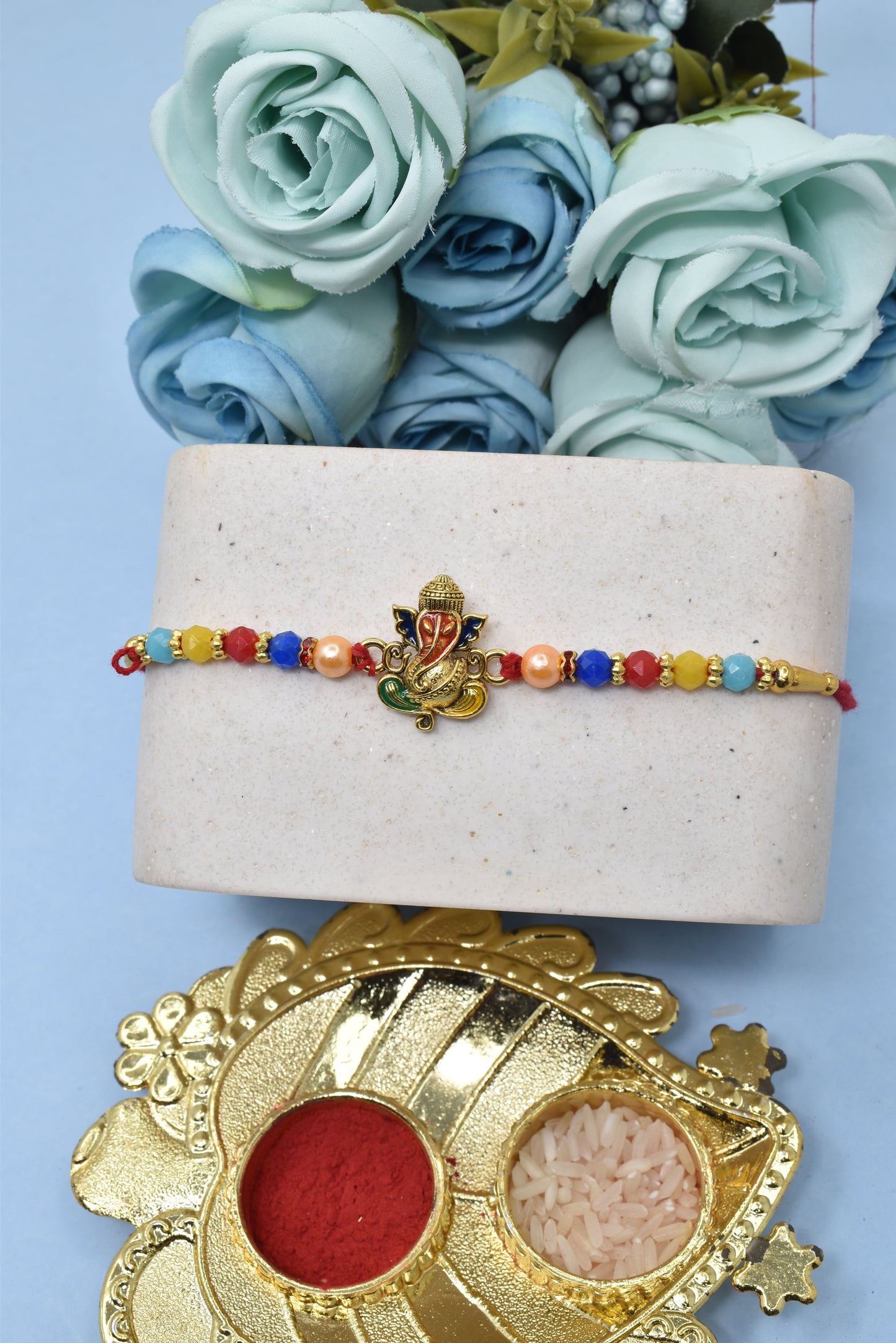 Divine Lord ganesha Simple Unique Rakhis Set of 5 Rakhi   with Pack of Roli Chawal n Card |rakhi for brother|Bhaiya Rakhi | Kids rakhi |Rakhi for kids|Rakhi for Bhaiya