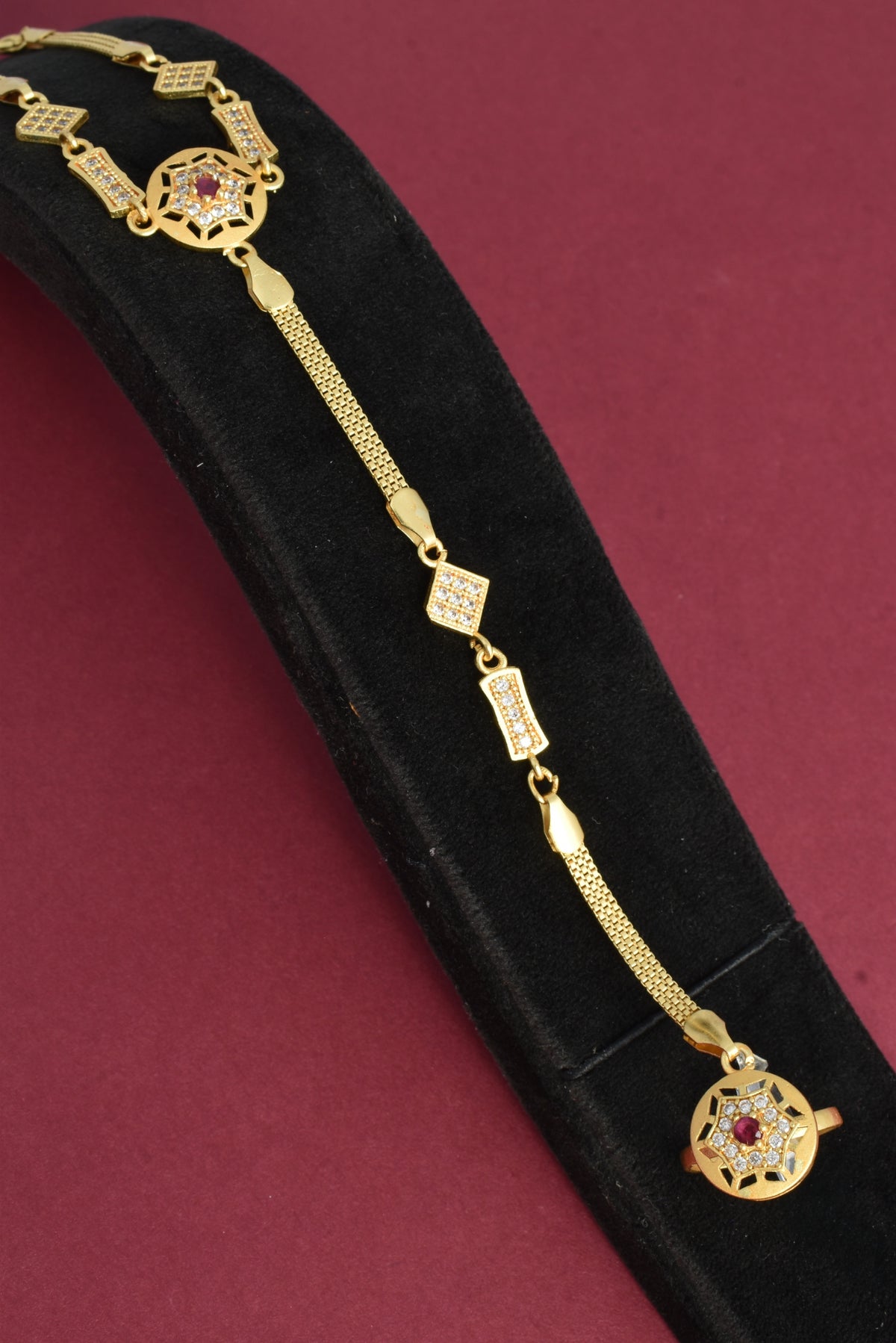 Traditional Pack of 1 Gold Plated AD Studded hathfool