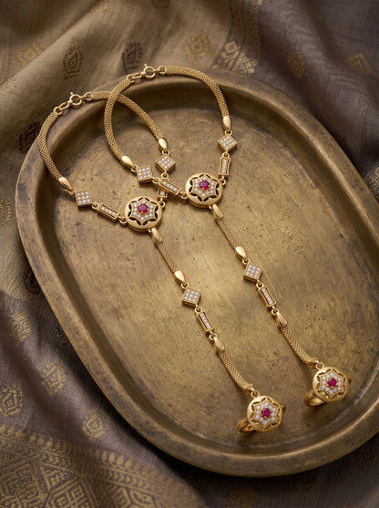 Traditional Pack of 2 Gold Plated AD Studded hathfool