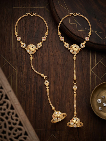 Traditional Pack of 2 Gold Plated AD Studded hathfool