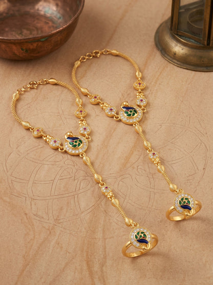 Traditional Pack of 2 Gold Plated AD Studded hathfool