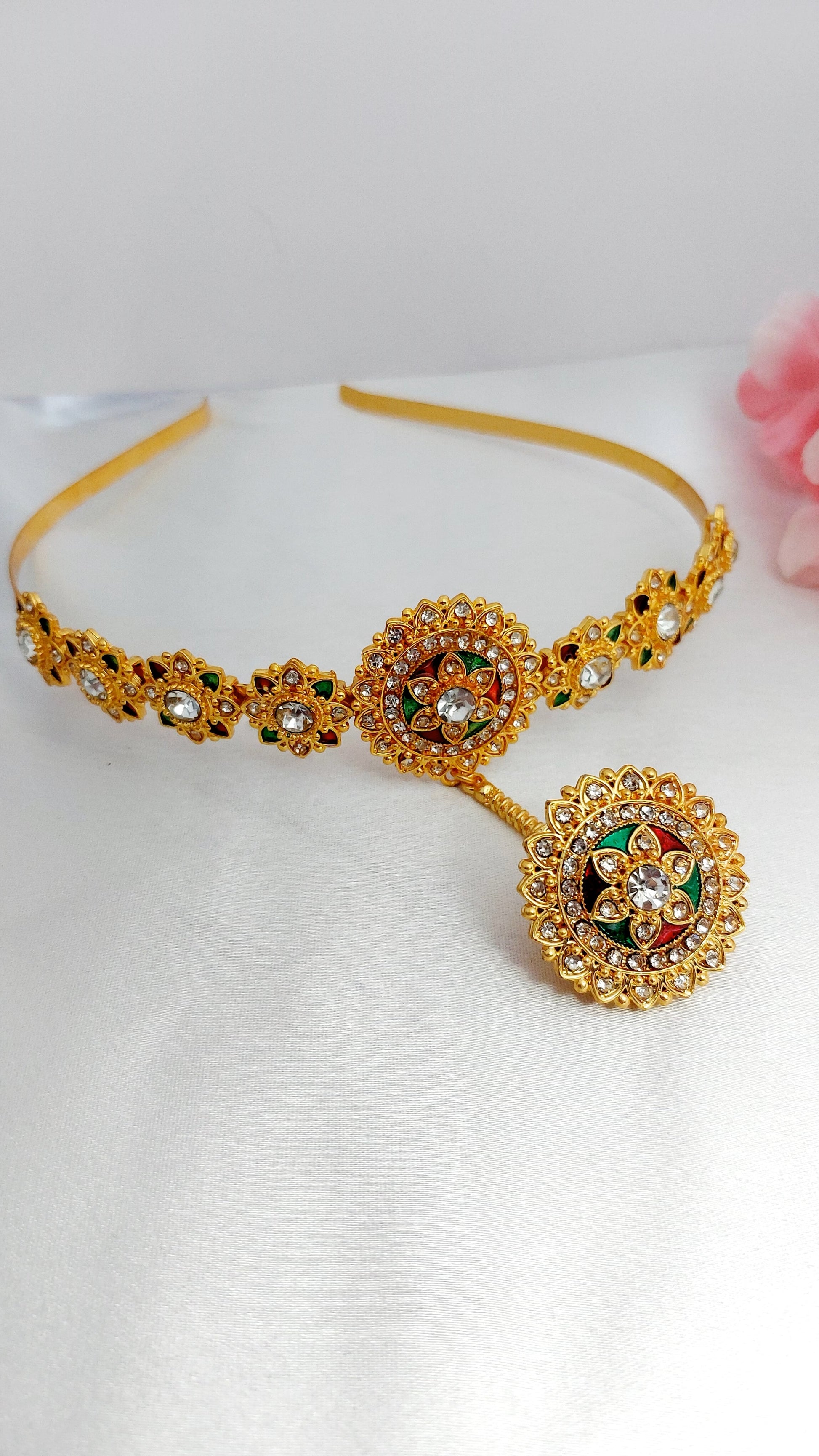 bor,borla Sispatti with borla,mathapatti, bor with mathapatti,hairbadd sispatti,rajasthani jewellery,rajputi jewellery,sispatti hairband