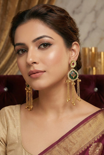 Kashmiri Long  Dangling earrings