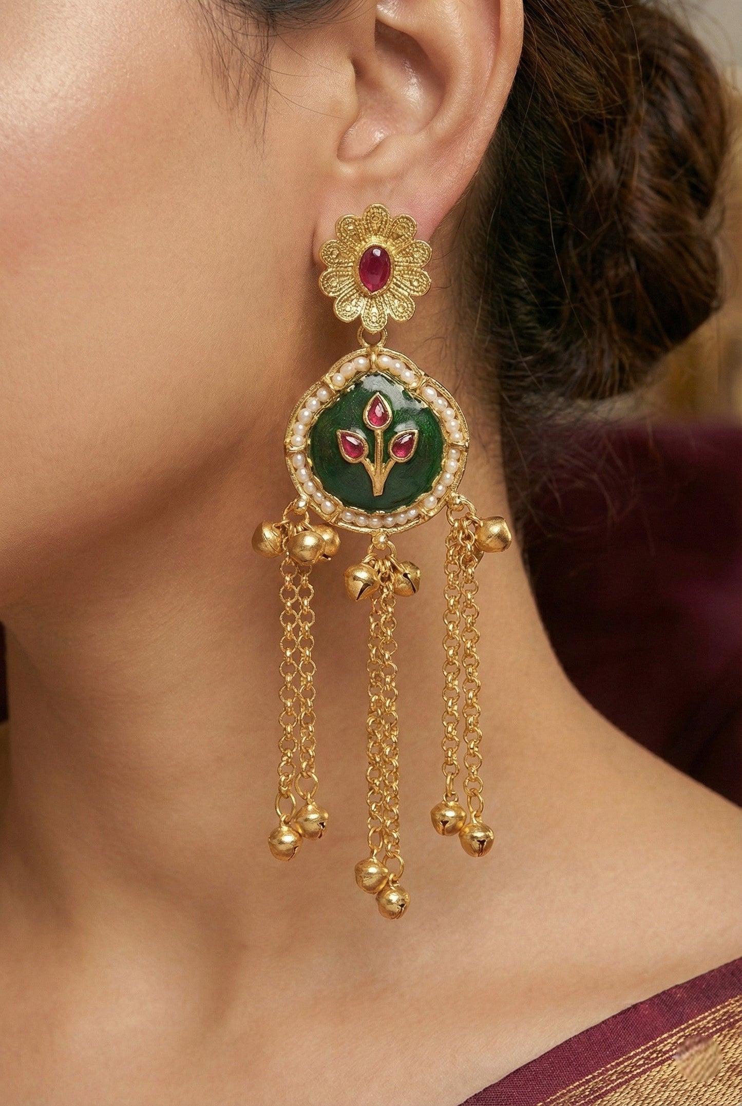 Kashmiri Long  Dangling earrings