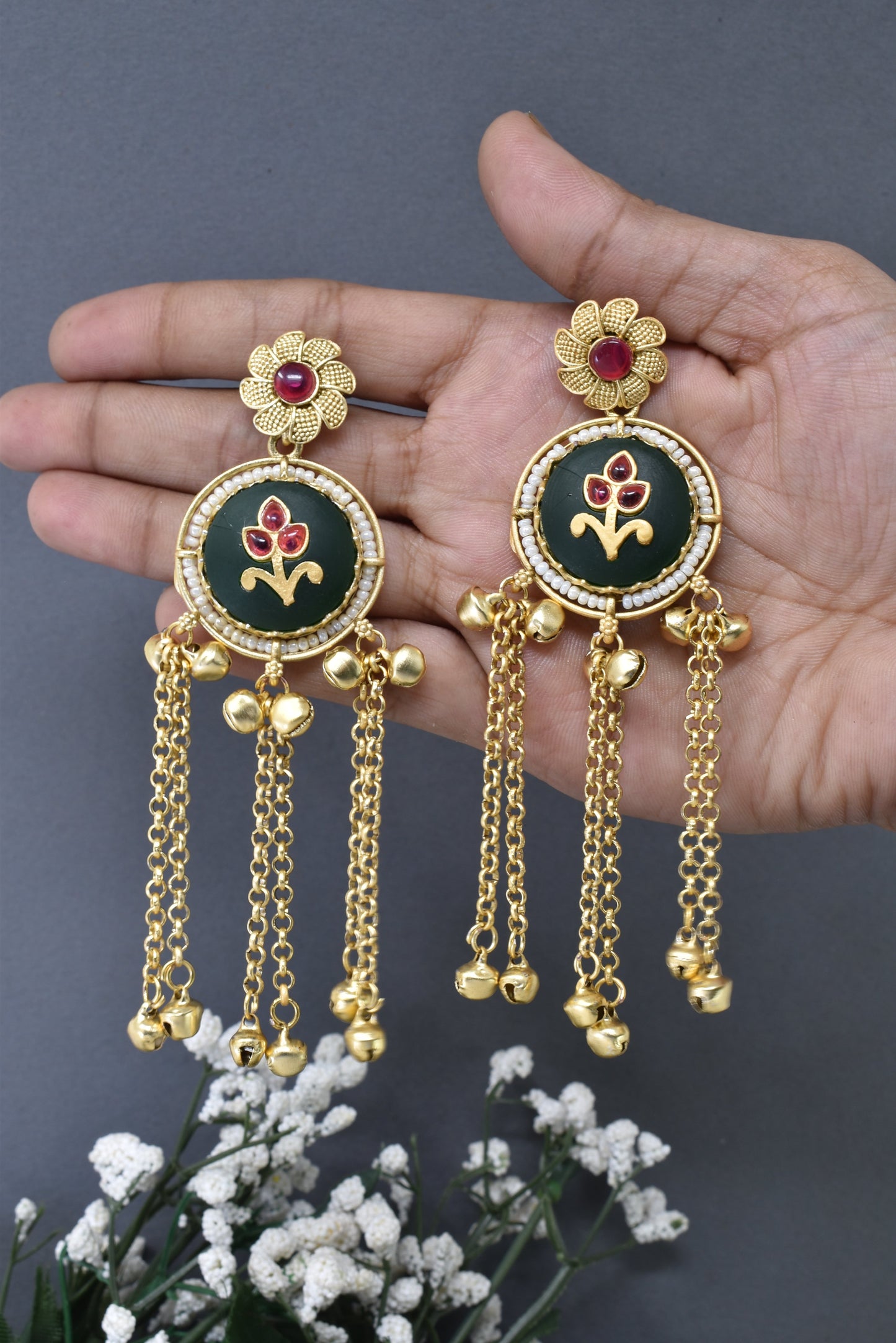 Kashmiri Long  Dangling earrings