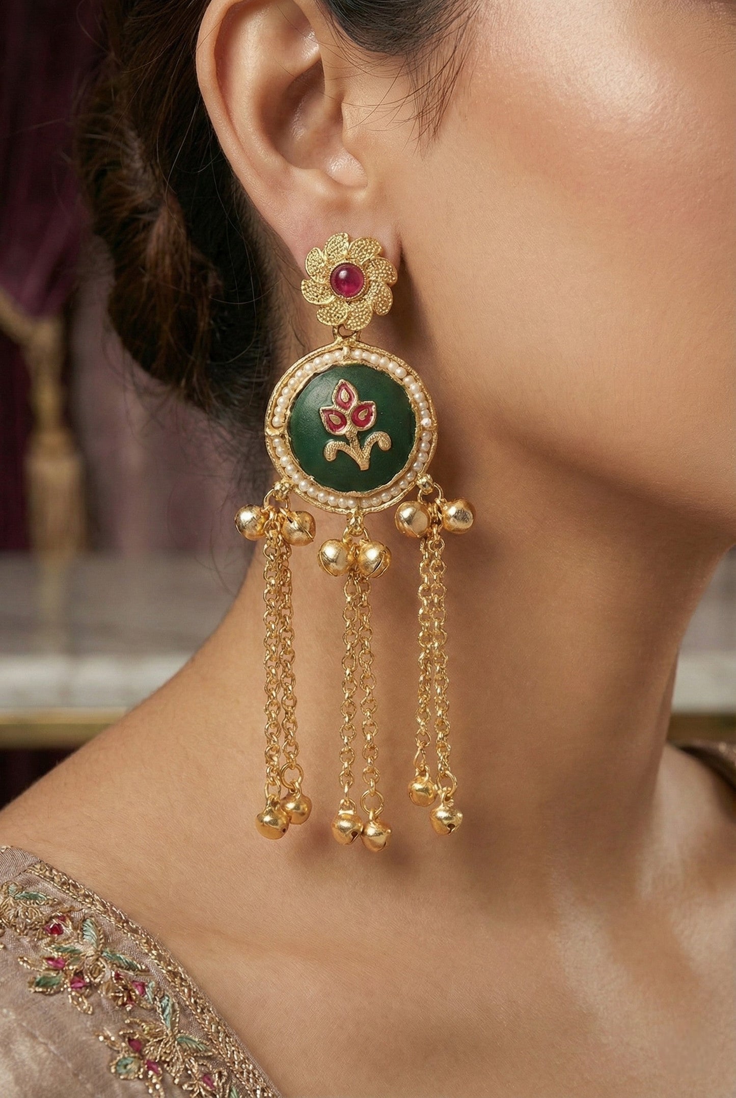 Kashmiri Long  Dangling earrings