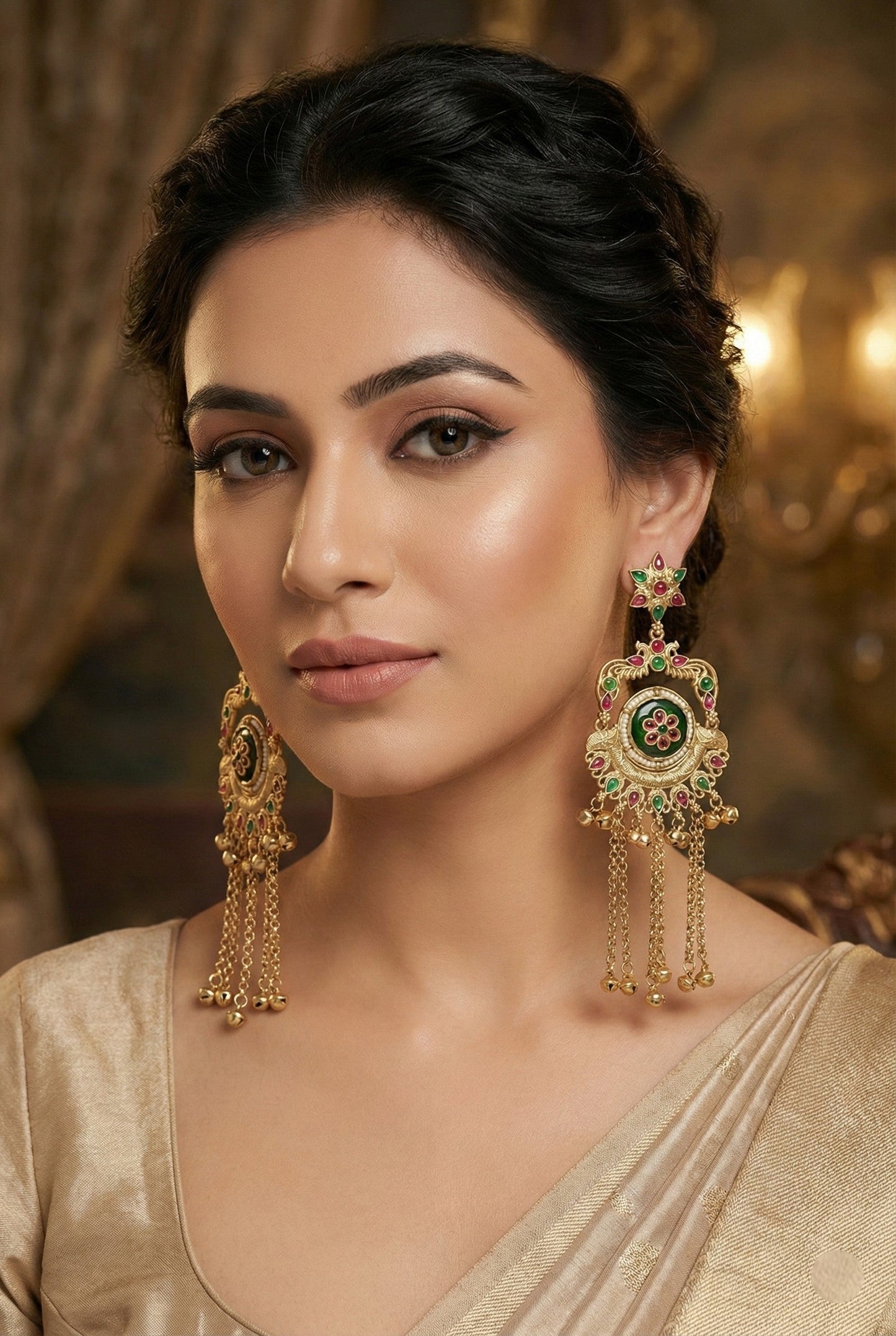 Kashmiri Long  Dangling earrings