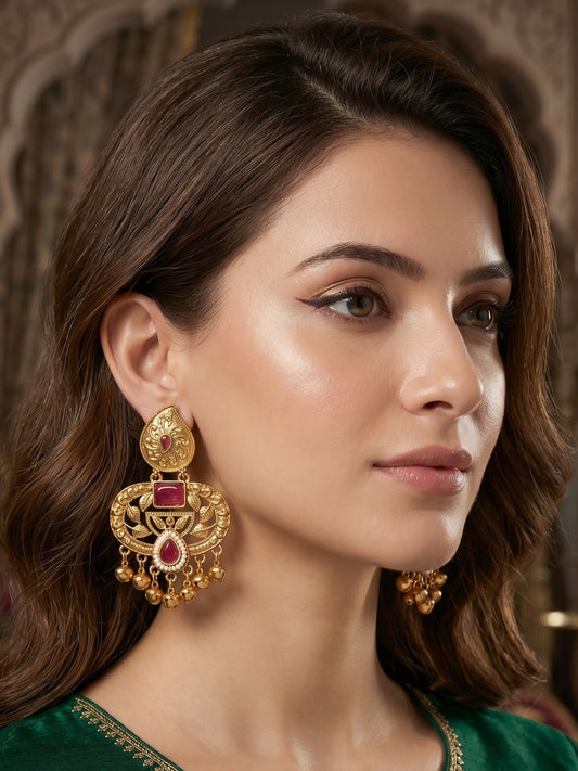 Gold Plated Designer Stylish Heavy Earrring for Women and Girls