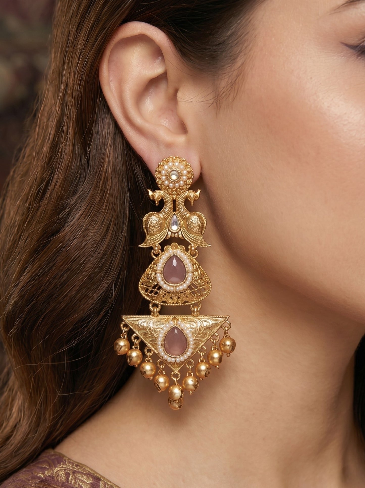 Gold Plated Designer Stylish Heavy Earrring for Women and Girls