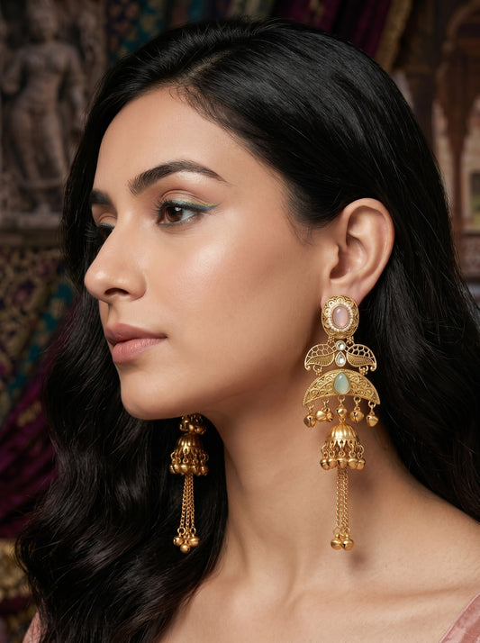 Gold Plated Designer Stylish Heavy Earrring for Women and Girls