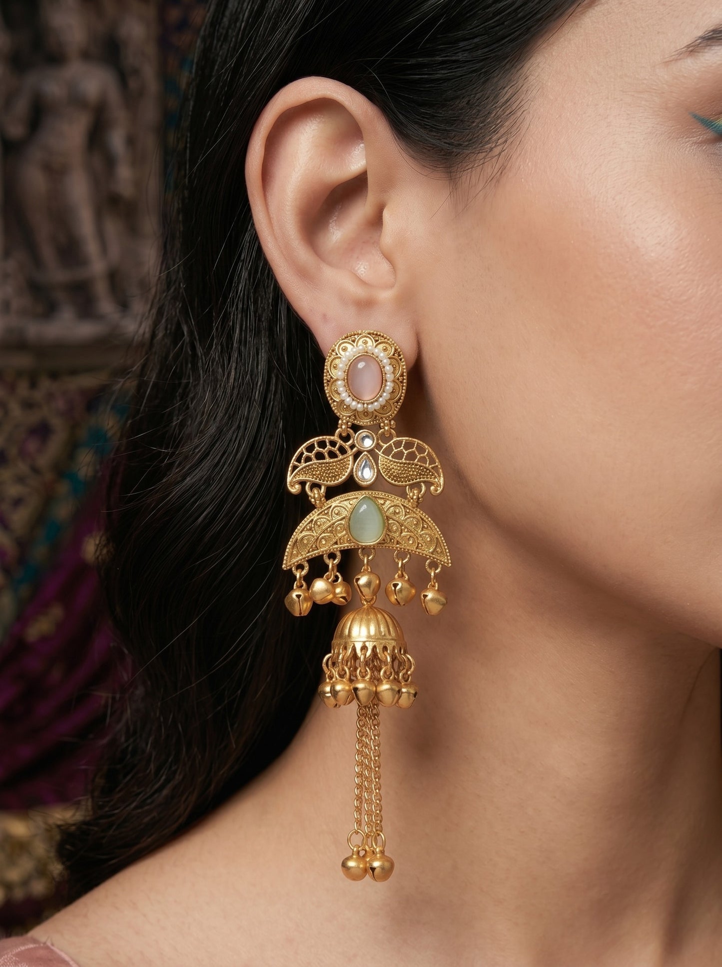 Gold Plated Designer Stylish Heavy Earrring for Women and Girls
