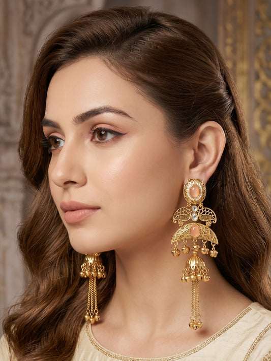 Gold Plated Designer Stylish Heavy Earrring for Women and Girls