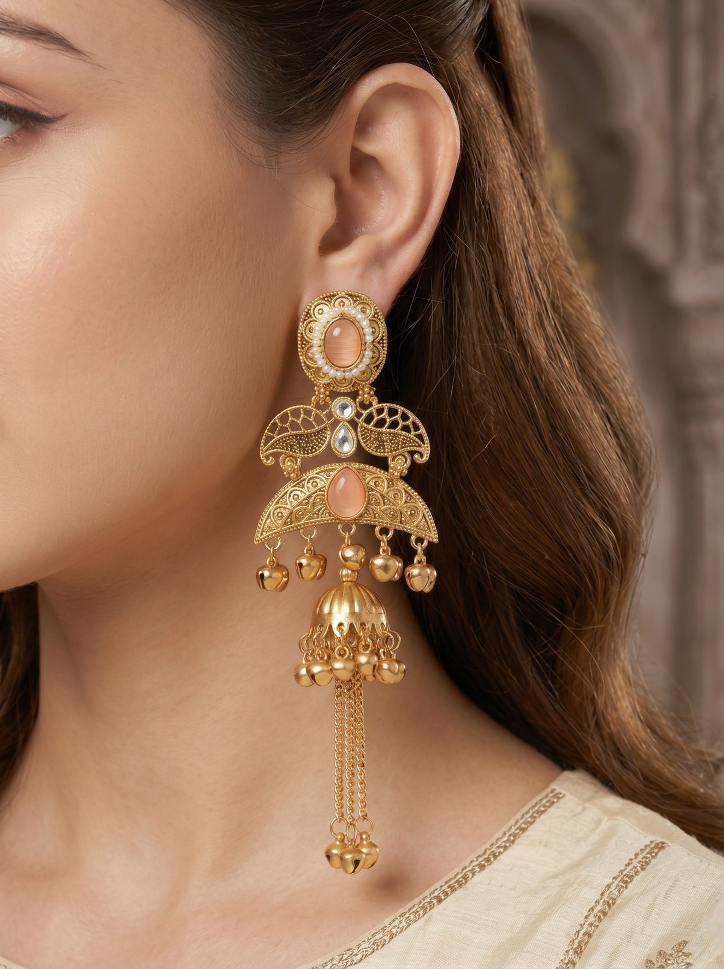 Gold Plated Designer Stylish Heavy Earrring for Women and Girls