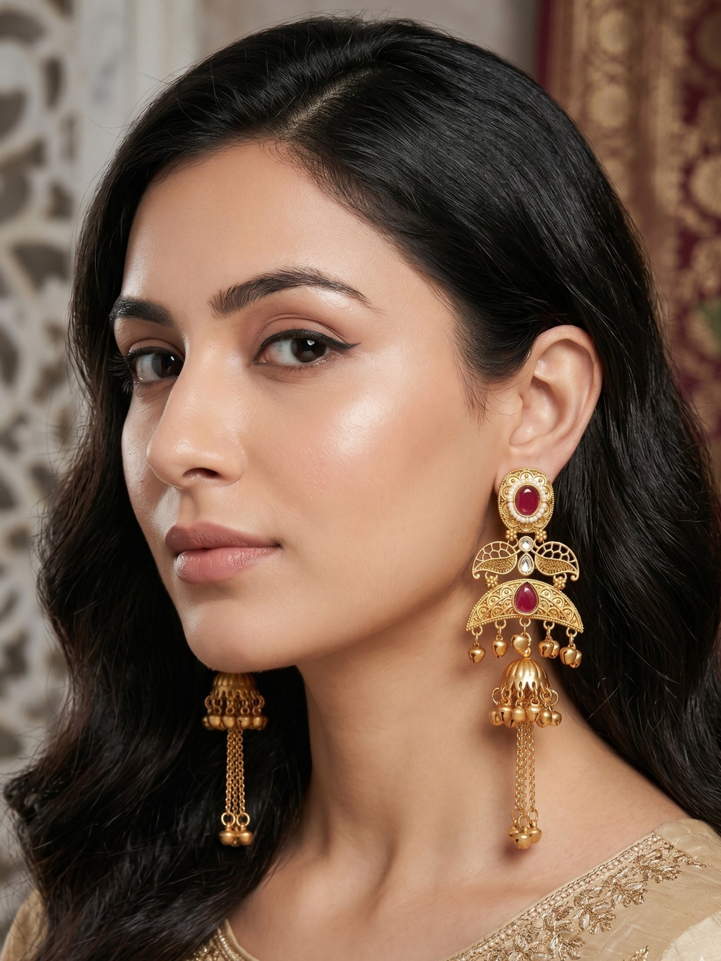 Gold Plated Designer Stylish Heavy Earrring for Women and Girls