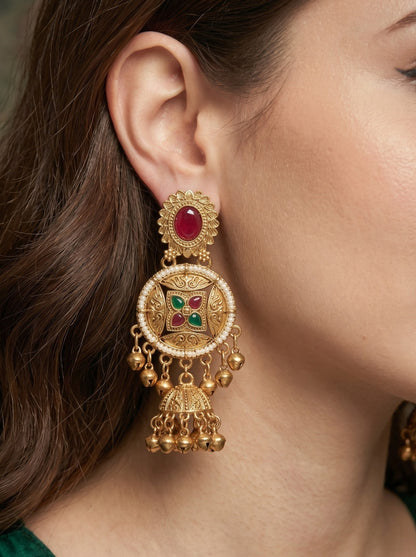 Gold Plated Designer Stylish Heavy Earrring for Women and Girls