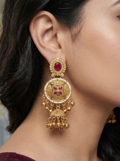 Gold Plated Designer Stylish Heavy Earrring for Women and Girls