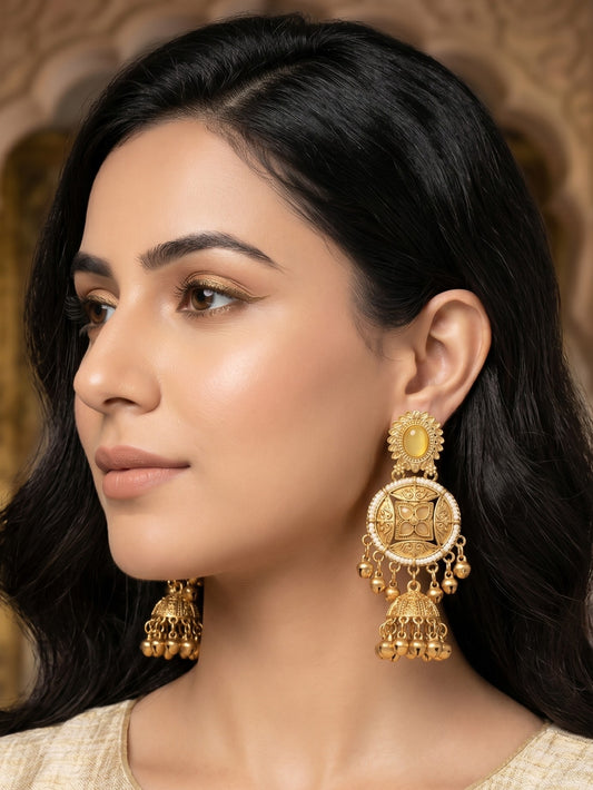 Gold Plated Designer Stylish Heavy Earrring for Women and Girls