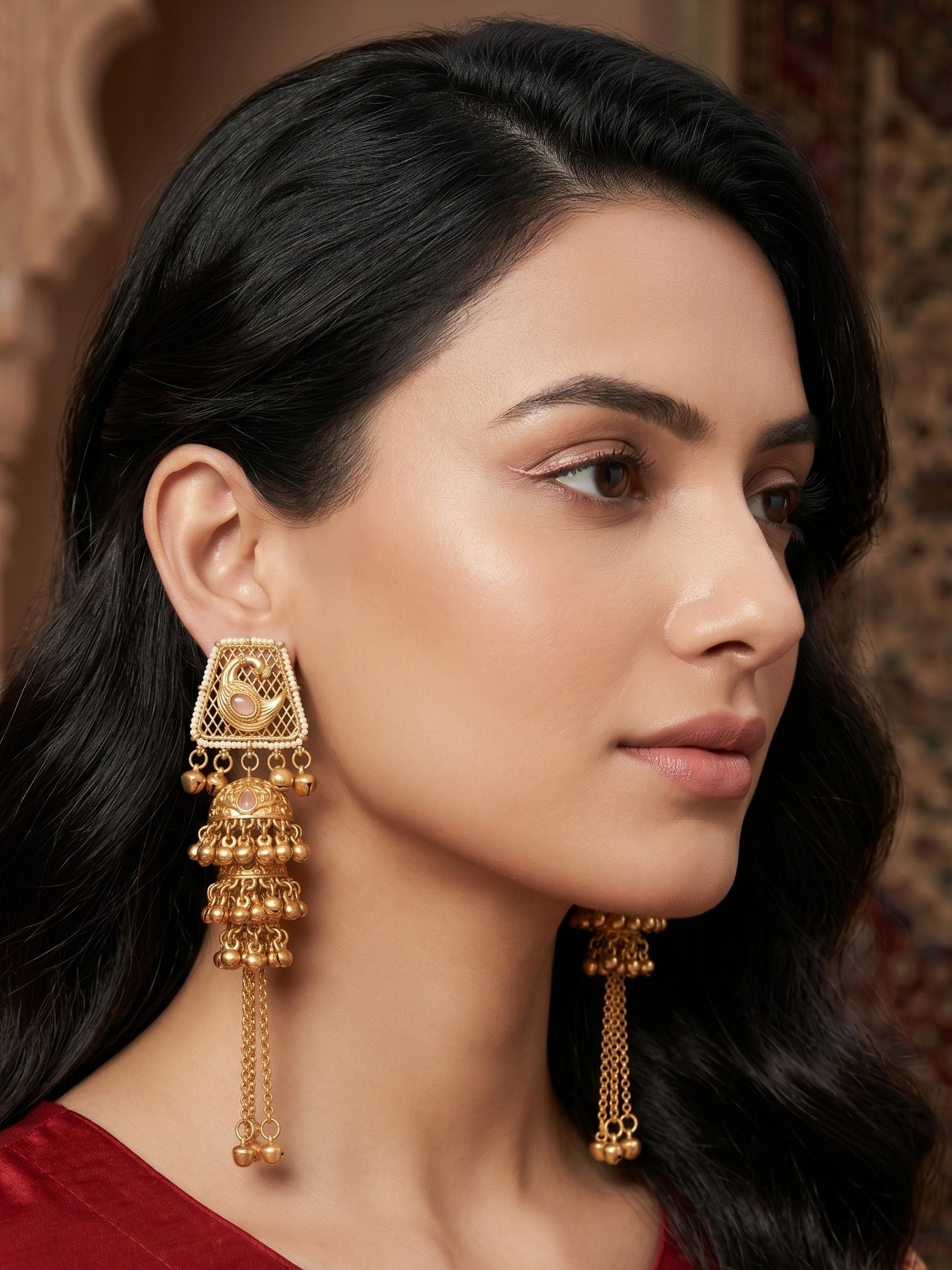 Gold Plated Designer Stylish Heavy Earrring for Women and Girls