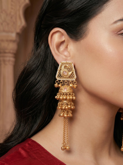 Gold Plated Designer Stylish Heavy Earrring for Women and Girls