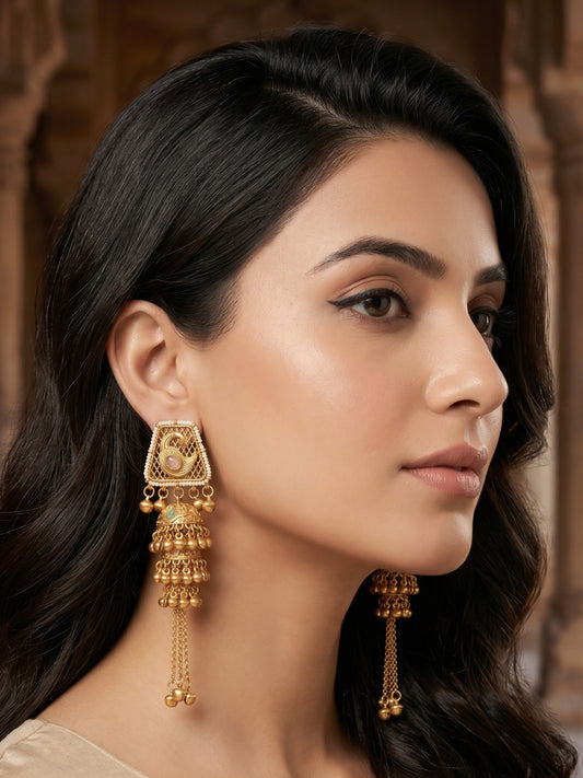 Gold Plated Designer Stylish Heavy Earrring for Women and Girls