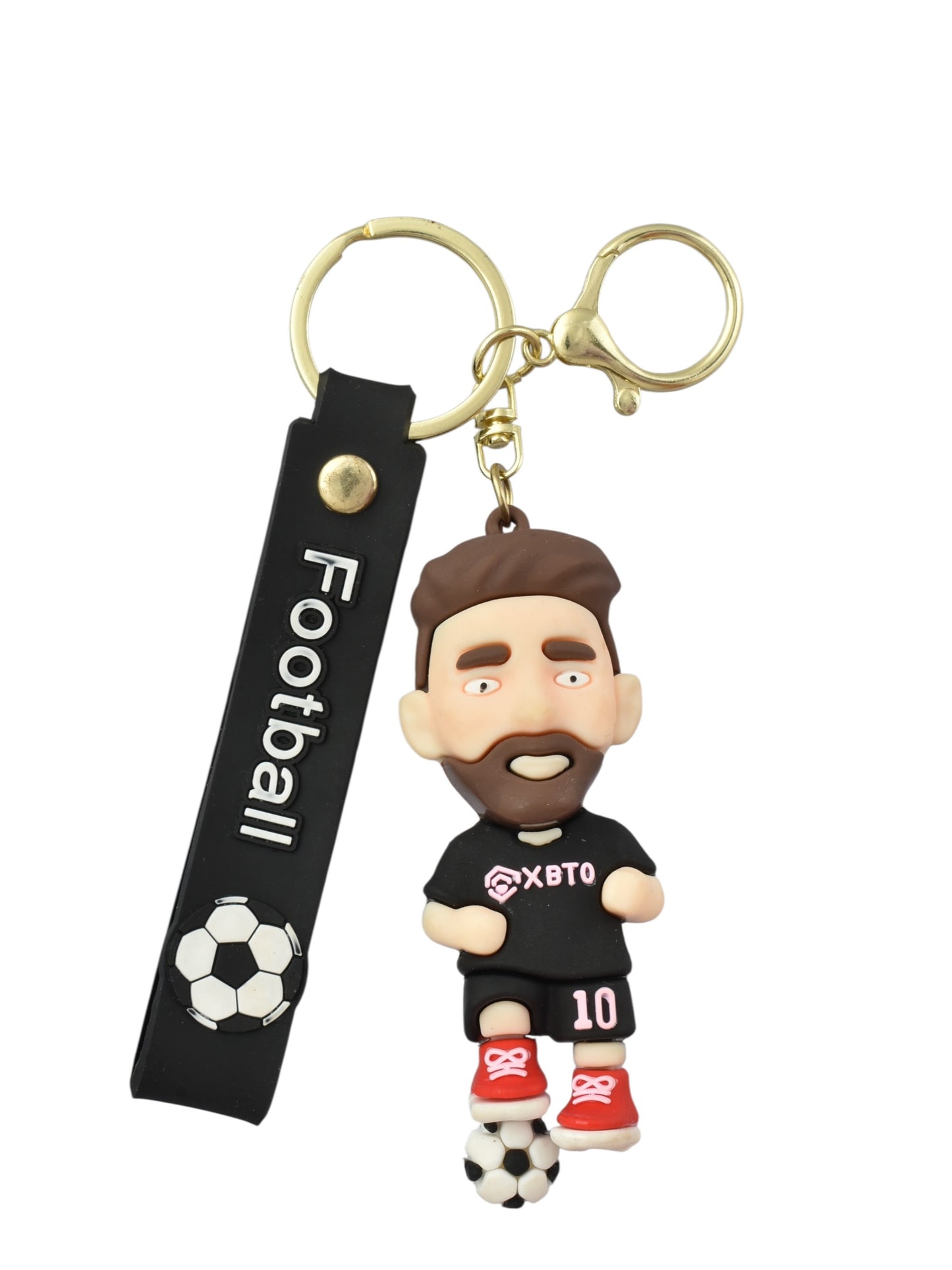 Football Player Black Keychain