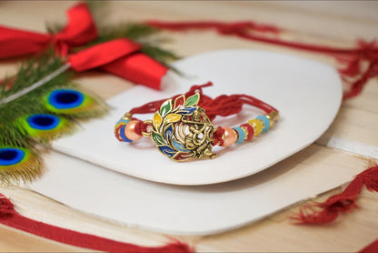 Rakhis, Kids Rakhi, Shree Krishna  With Bansuri Multicolored  Rakhis  Set of 5 Rakhi   with Pack of Roli Chawal n Card |rakhi for brother|Bhaiya Rakhi | Kids rakhi |Rakhi for kids|Rakhi for Bhaiya