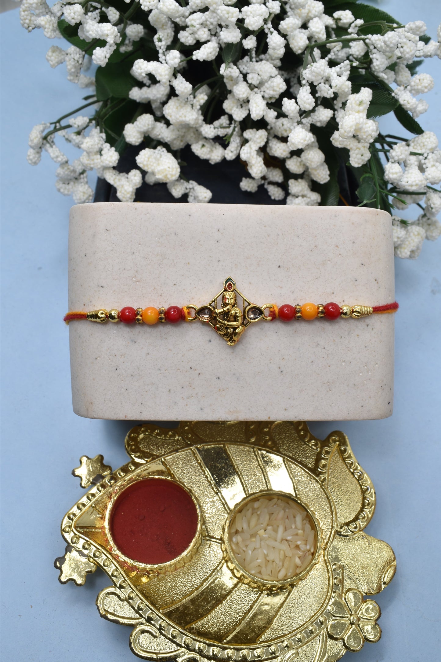 Divine  Makhanchor Shree Krishana Multicolored  Rakhis  Set of 3 Rakhi   with Pack of Roli Chawal n Card |rakhi for brother|Bhaiya Rakhi | Kids rakhi |Rakhi for kids|Rakhi for Bhaiya